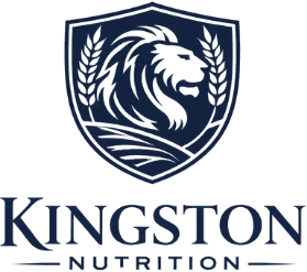 Kingston Nutrition logo with a lion shield design.