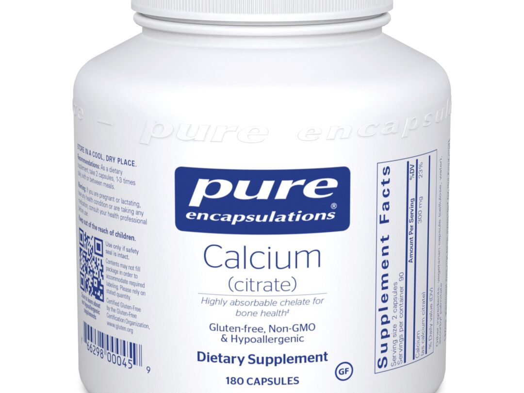 White bottle of calcium citrate supplements
