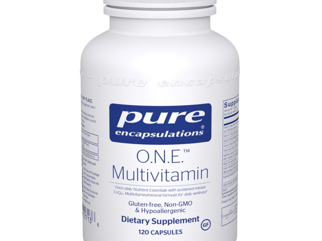 White multivitamin supplement bottle