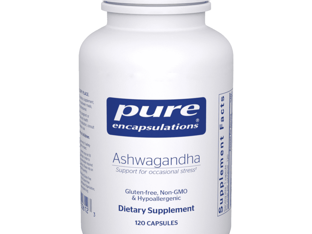 Pure Encapsulations Ashwagandha supplement bottle