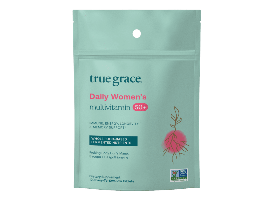 Teal pouch of daily women's multivitamin