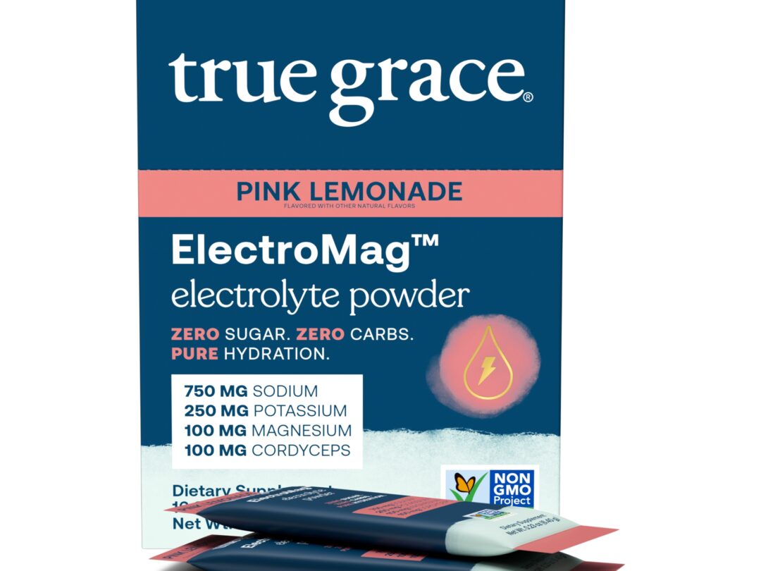 True Grace Pink Lemonade electrolyte powder box