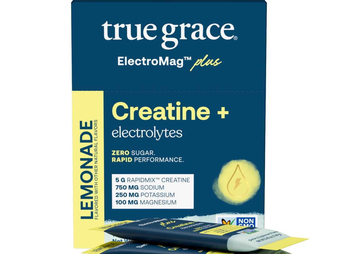 Lemonade-flavored creatine and electrolyte packet box