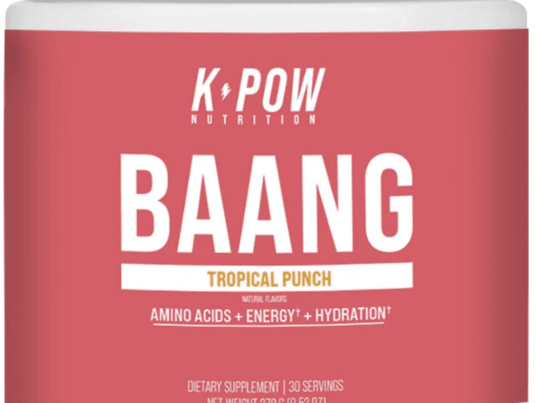 Jar of BAANG tropical punch supplement