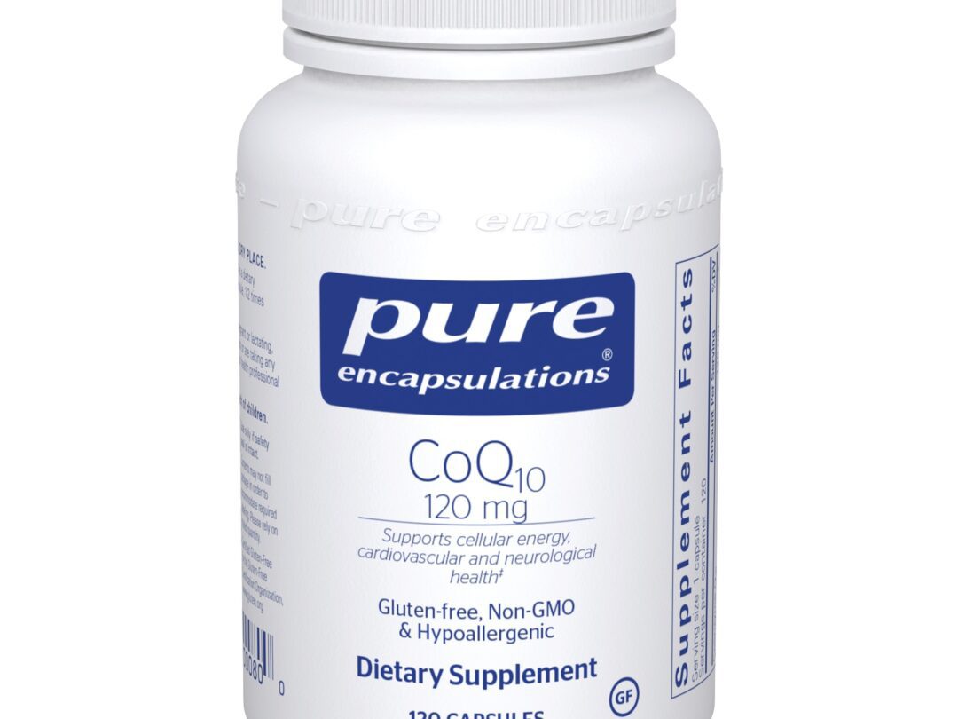 Bottle of Pure Encapsulations CoQ10 capsules