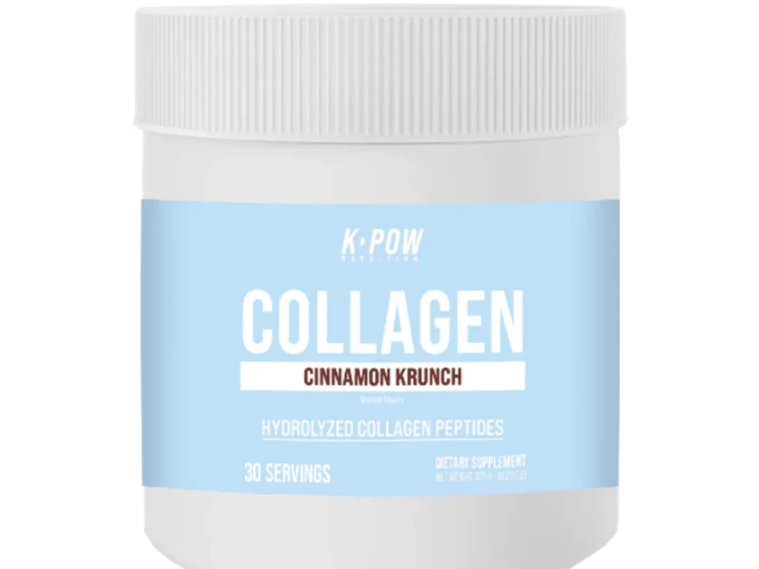 Collagen supplement jar with blue label