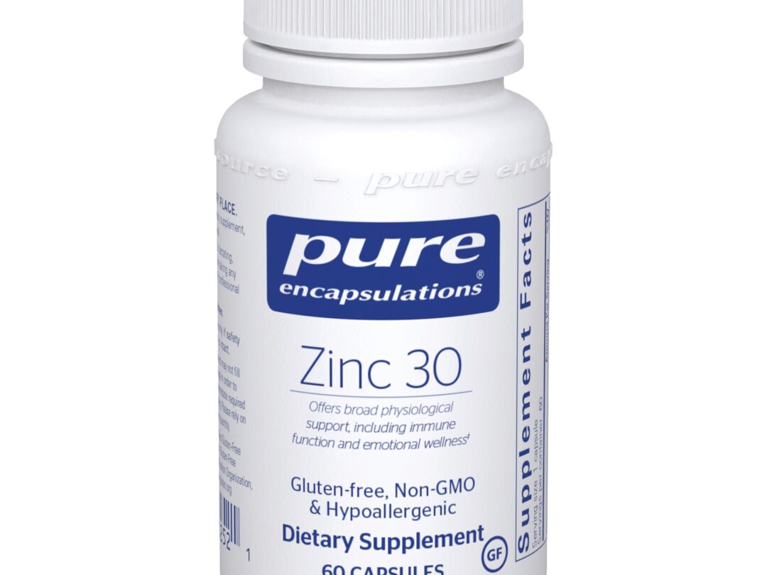White bottle of Pure Encapsulations Zinc supplement
