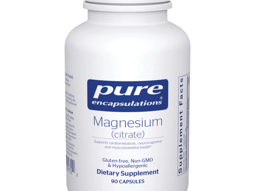 White magnesium citrate supplement bottle