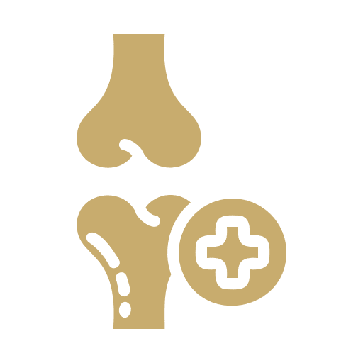 Knee joint with medical cross symbol