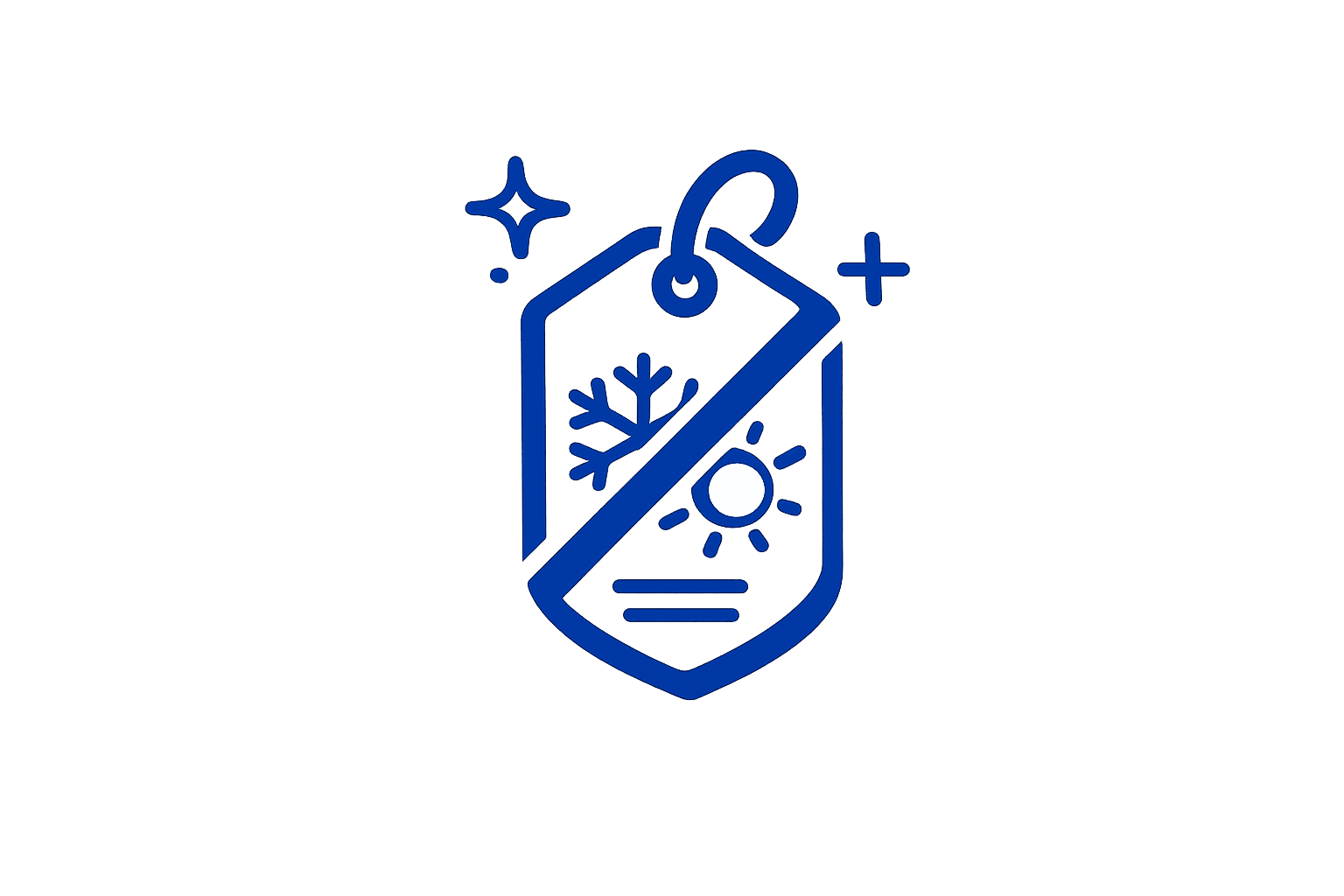 Tag with snowflake and sun icon