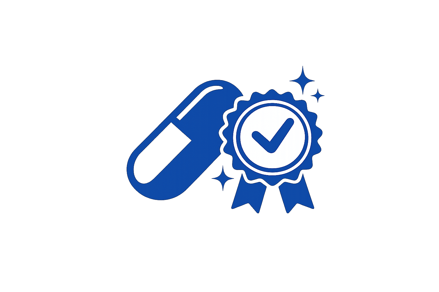 Capsule and check mark ribbon badge