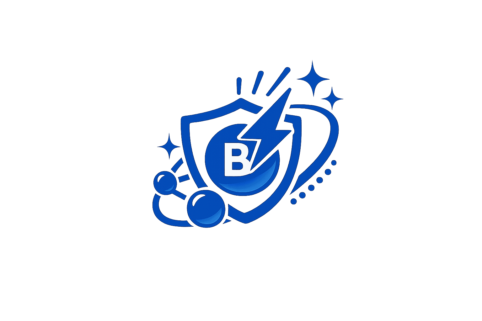 Shield with lightning bolt and B symbol