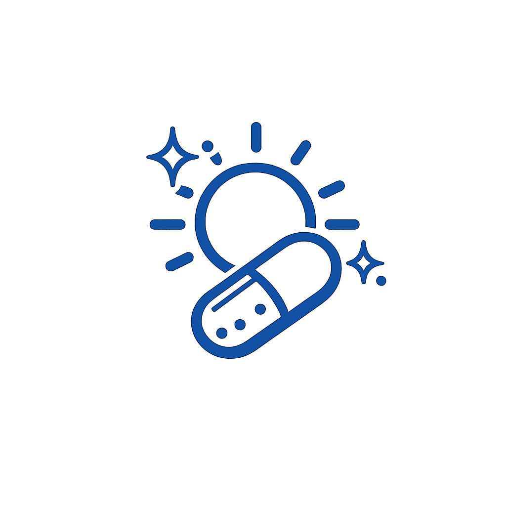 Sun and capsule icon