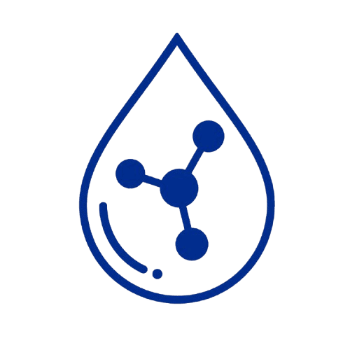 Water droplet with molecule icon