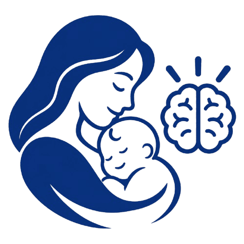 Mother and baby with brain icon