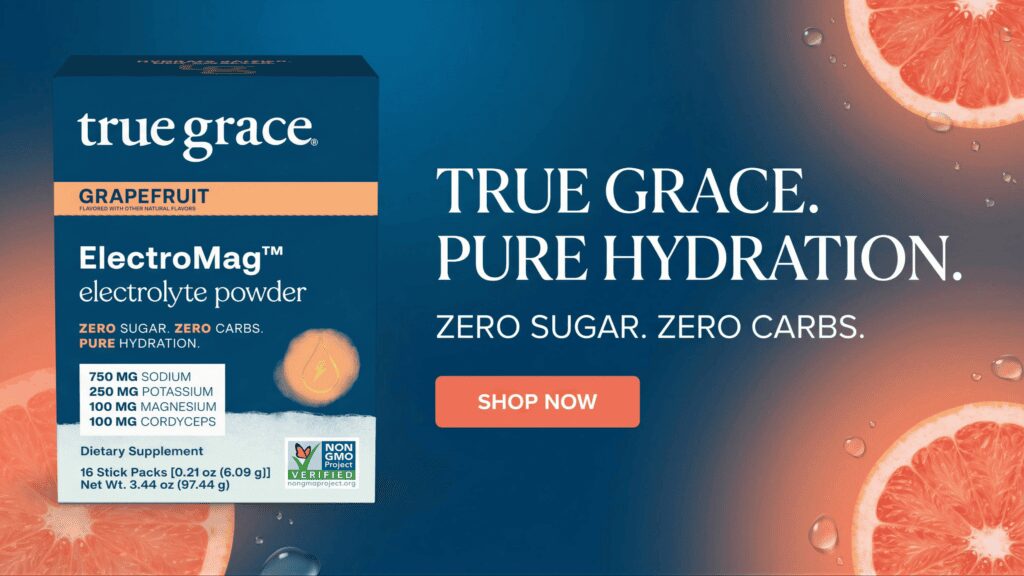 Grapefruit-flavored electrolyte powder for hydration.