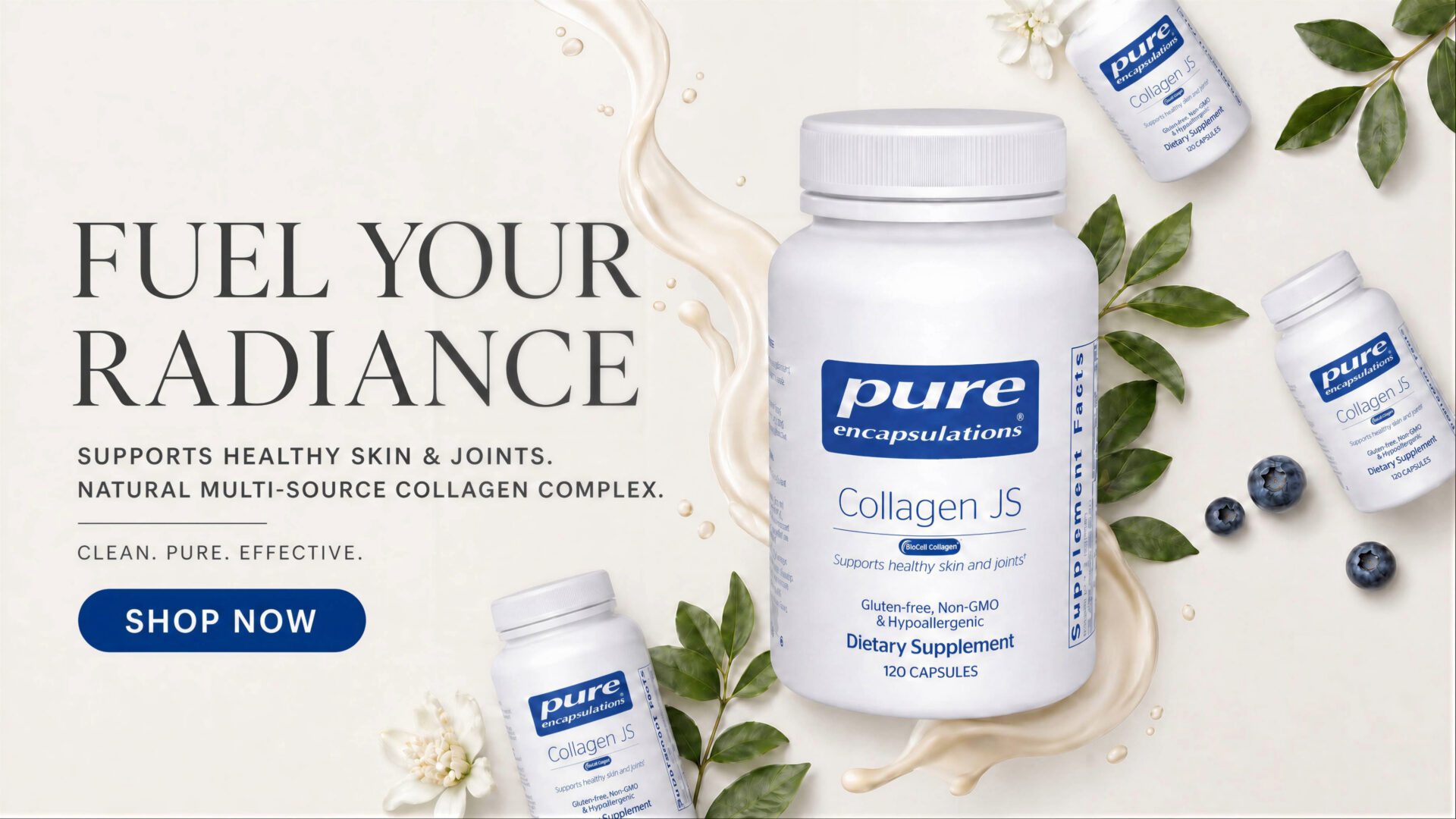 Collagen supplement promoting skin and joint health.